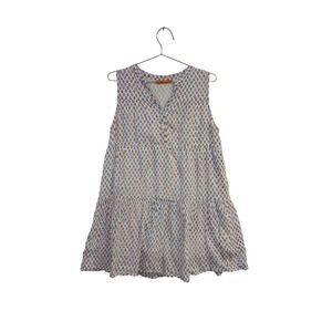 Oliphant Tiered Mini‎ Dress Preppy Artsy Beach 100% Cotton Multicolor Dots L